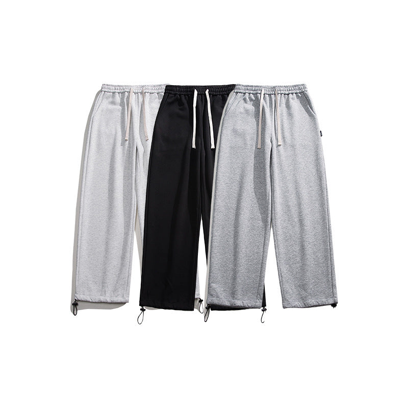 Drawstring Ankle-tied Loose Straight Sweatpants