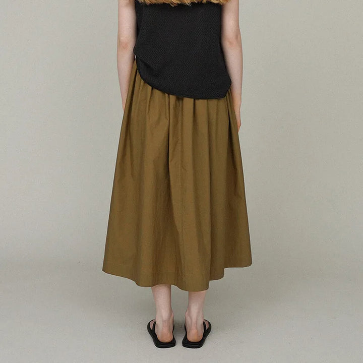 Retro Olive Green Loose Summer Skirt for Women