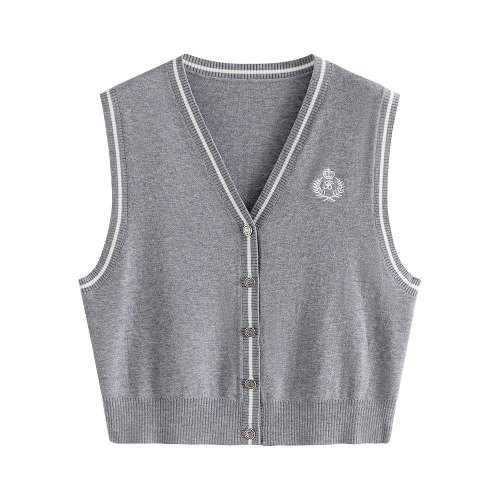 Autumn Gray Knitted Vest for Women