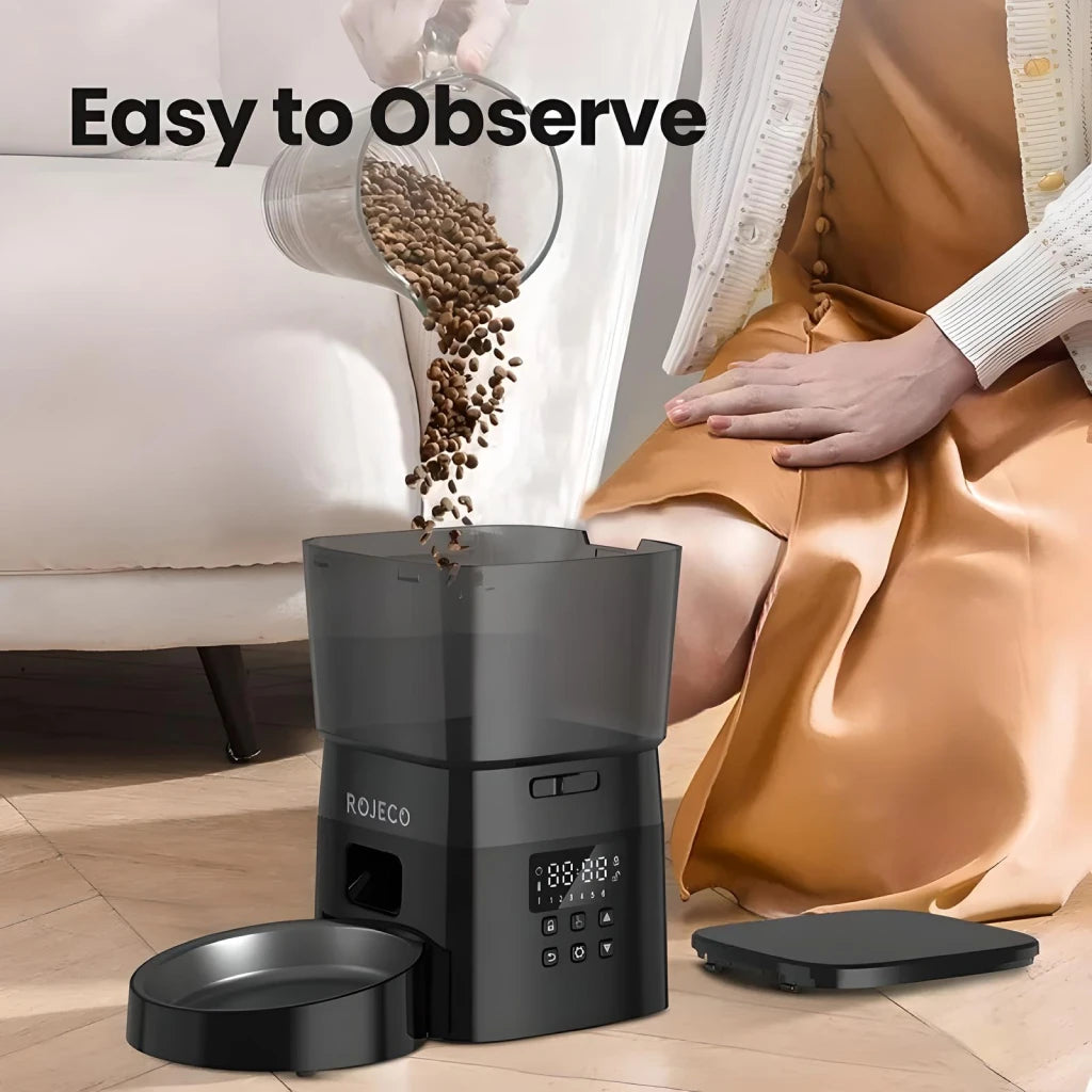 2L Smart Automatic Pet Food Dispenser with Stainless Steel Bowl