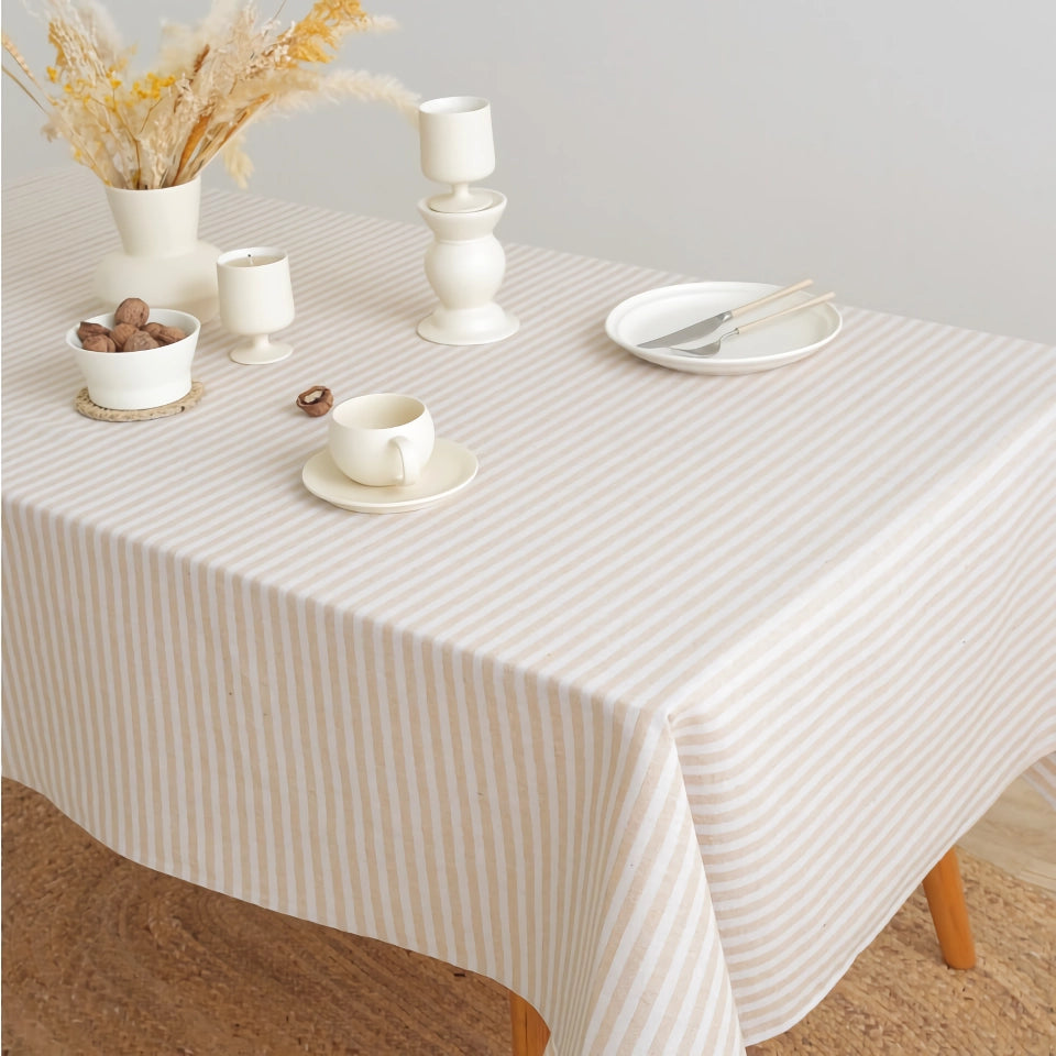 Minimalist Striped Cotton Linen Tablecloth