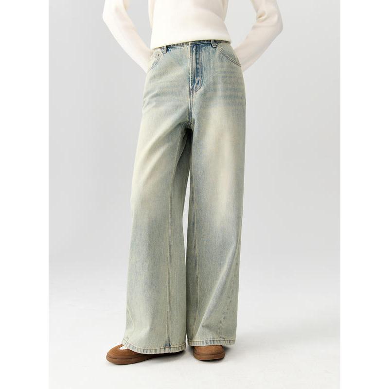 Women's Two-tone High Waist Wide Leg Jeans