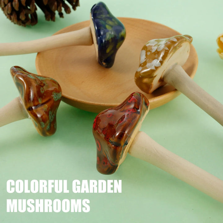 4Pcs Ceramic Garden Mushroom Ornaments – Realistic Waterproof Fairy Decorations