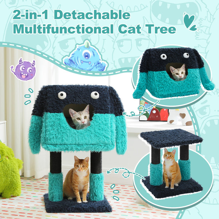 Charming Monster-Themed Multi-Level Cat Tree with Cozy Condos and Scratching Posts