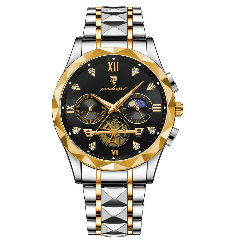 Luxury Waterproof Men's Chronograph Watch with Stainless Steel Band