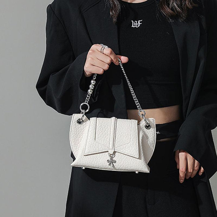 High-End Texture White Butterfly Wing Shoulder Crossbody Bag