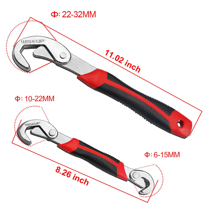 2Pcs Multifunctional Adjustable Pipe Wrench with Anti-Slip Handle