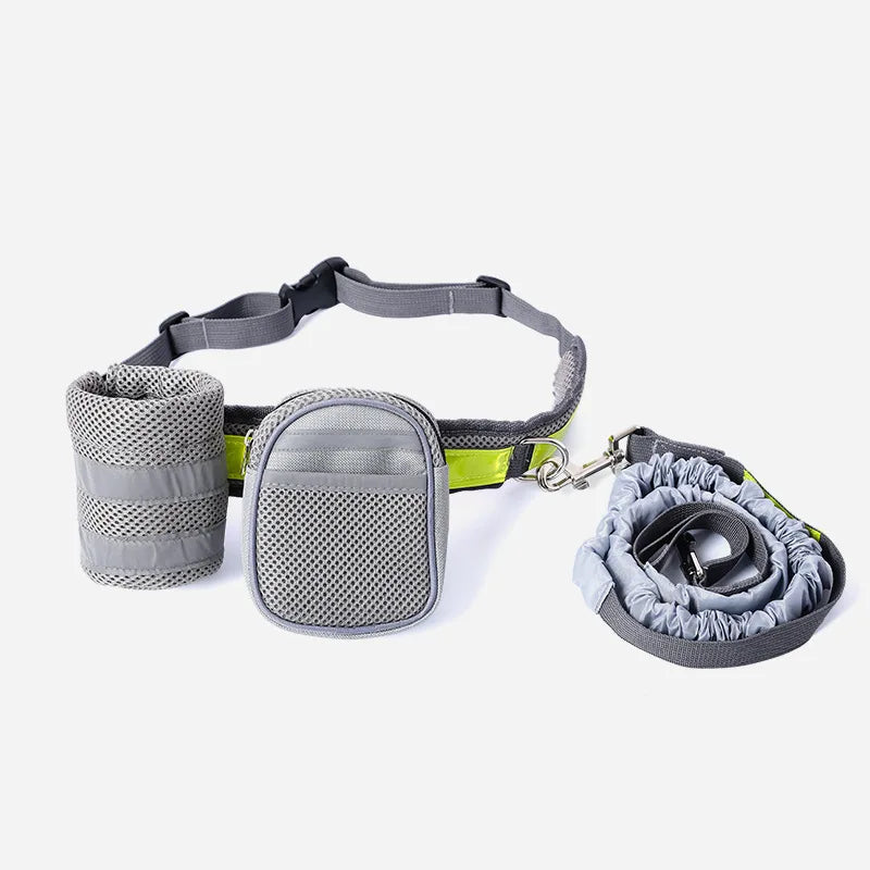 Reflective Hands-Free Dog Leash with Adjustable Waist and Storage Bags for Running and Hiking