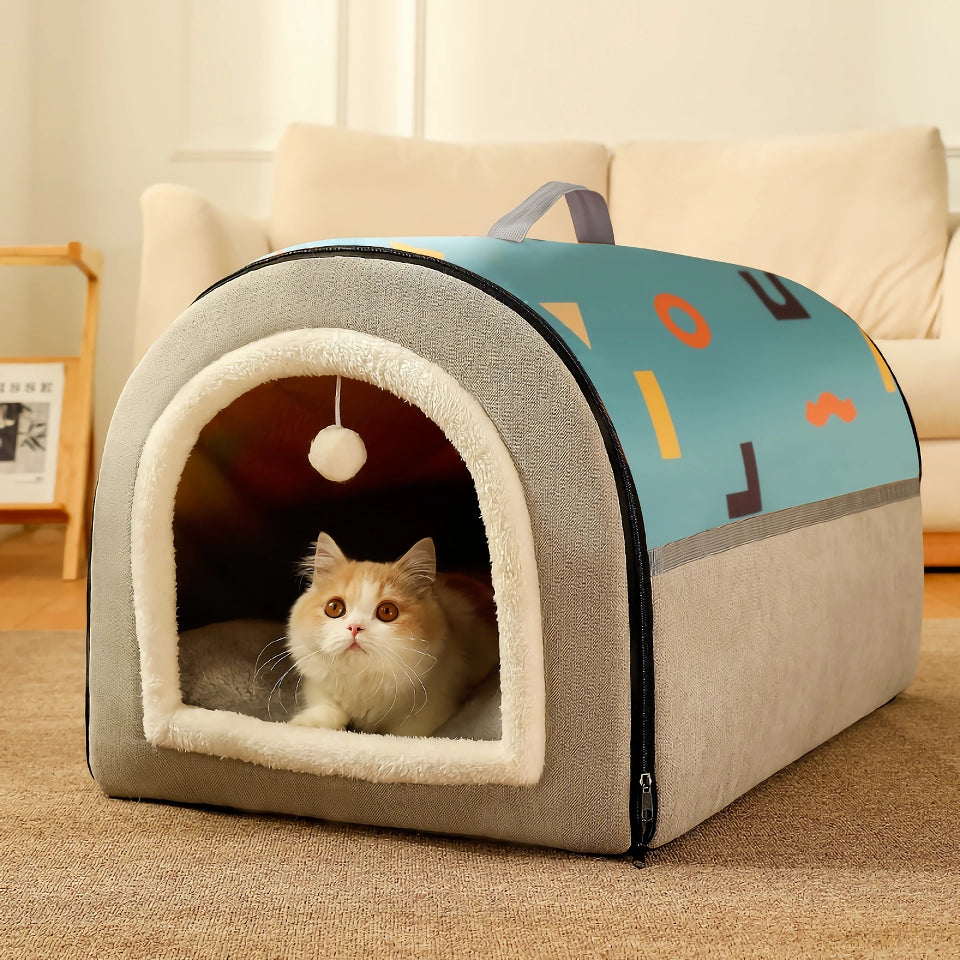 Breathable Warm Plush Pet Bed House – Soft, Washable Cushion for Cats & Small Dogs