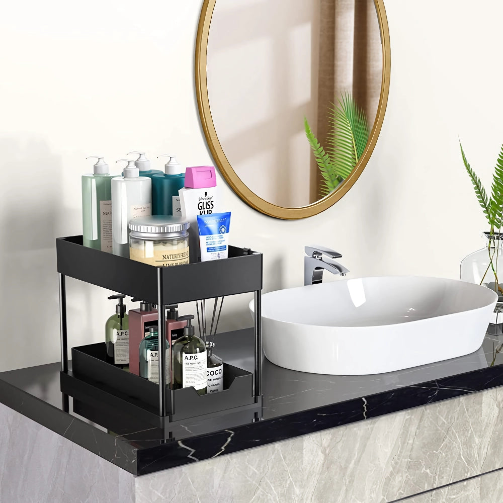 Two Tier Under Sink Sliding Cabinet Organizer