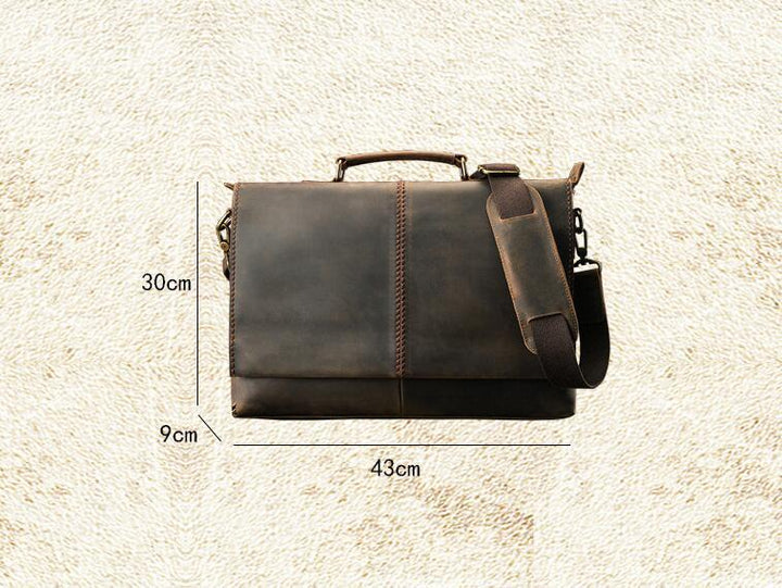 Men's Leather Cross Section Square Briefcase