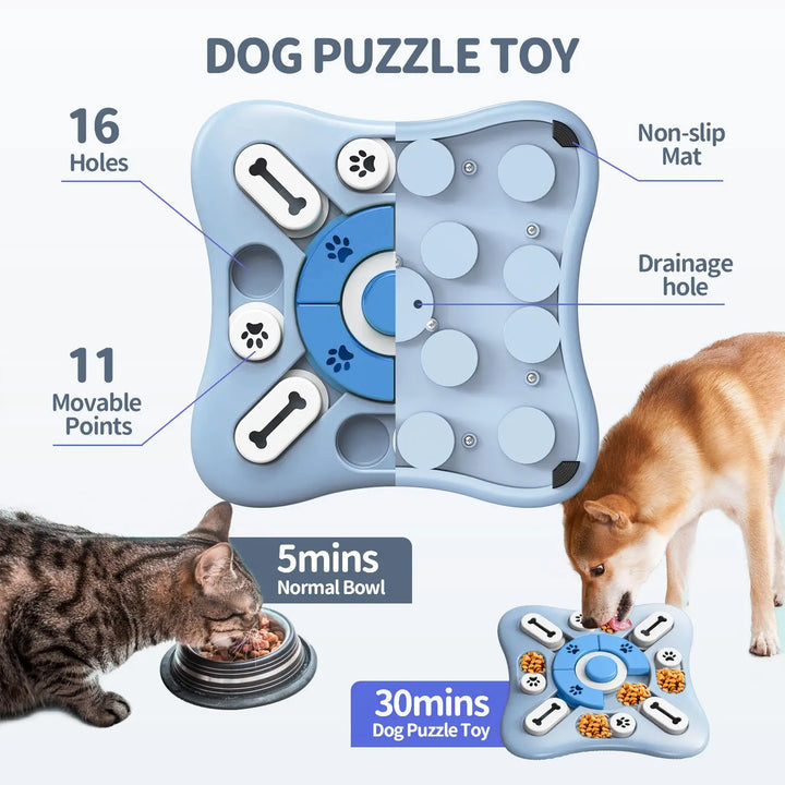 Interactive Squeaky Dog Puzzle Toy: Treat Dispensing Sound Enrichment Game