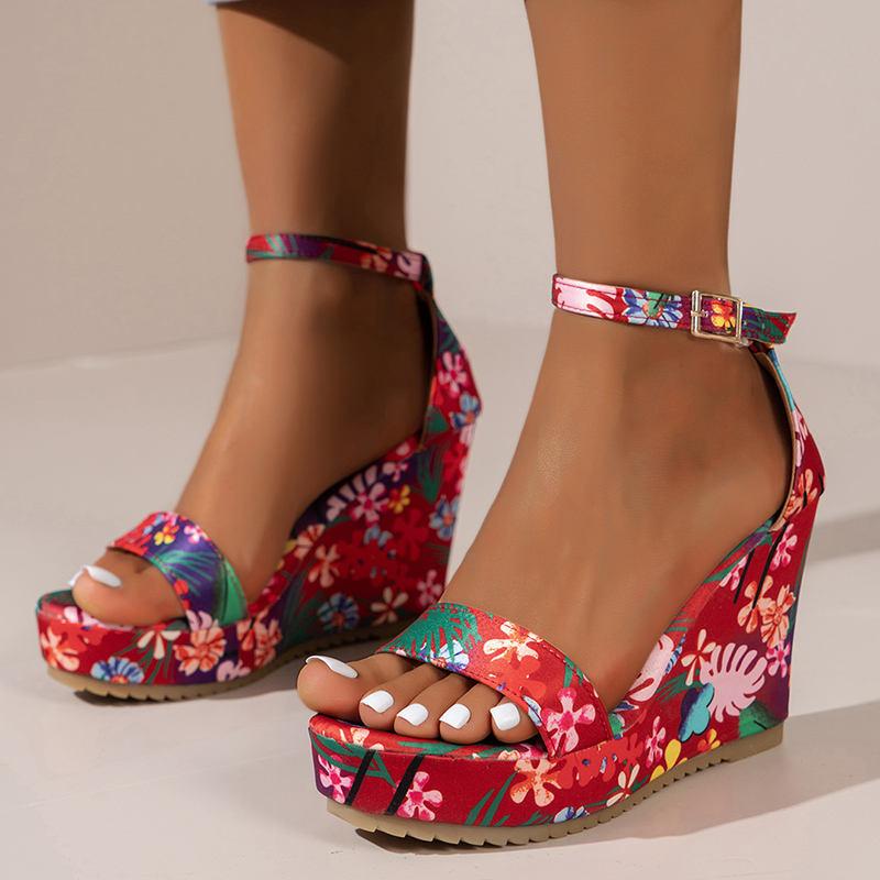 Bohemian Style Print Wedge Sandals