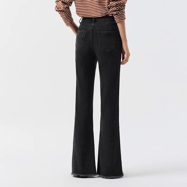 Women's Raw Edge Slit Flare Pants