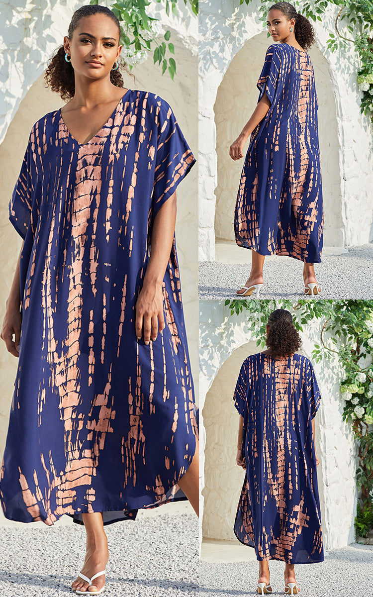 Rayon Tie-dyed Beach Long Dress Sun Protection Shirt