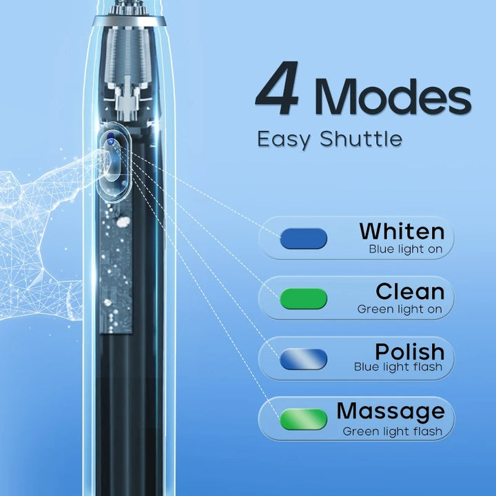 Rechargeable Sonic Electric Toothbrush with 4 Modes and Replaceable Heads