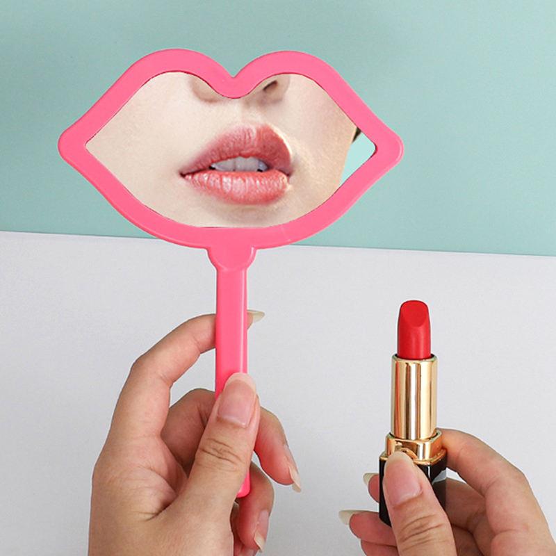 Lip Shaped Handheld Makeup Mirror