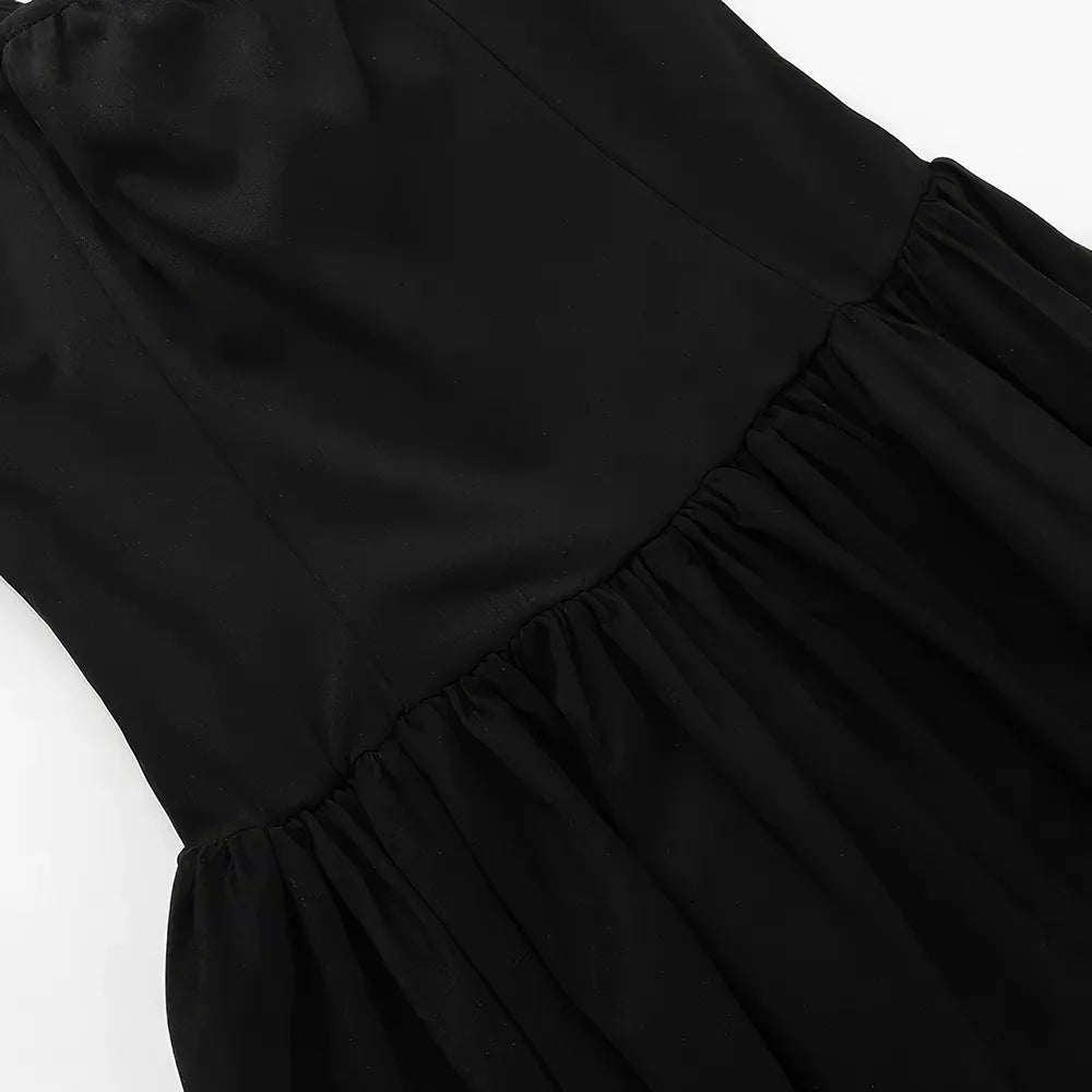 Elegant Black Spaghetti Strap Maxi Dress