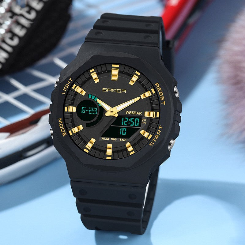 Multifunctional Sports Waterproof Double Display Electronic Watch