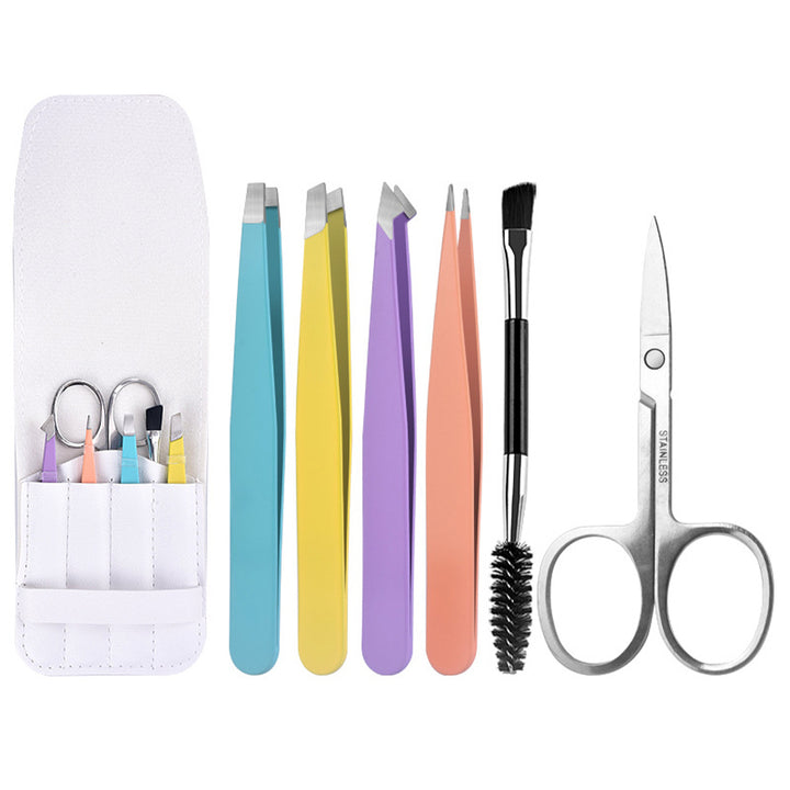 Precision Eyebrow Tweezer Set with Curved Scissors