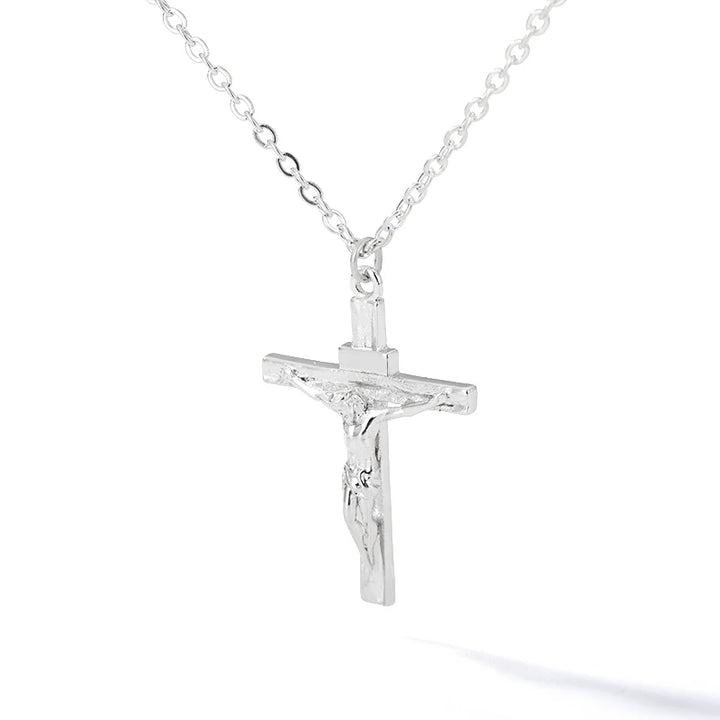 Jesus Cross Pendant Necklace for Women & Men - Gothic Stainless Steel Retro Punk Rock Charm