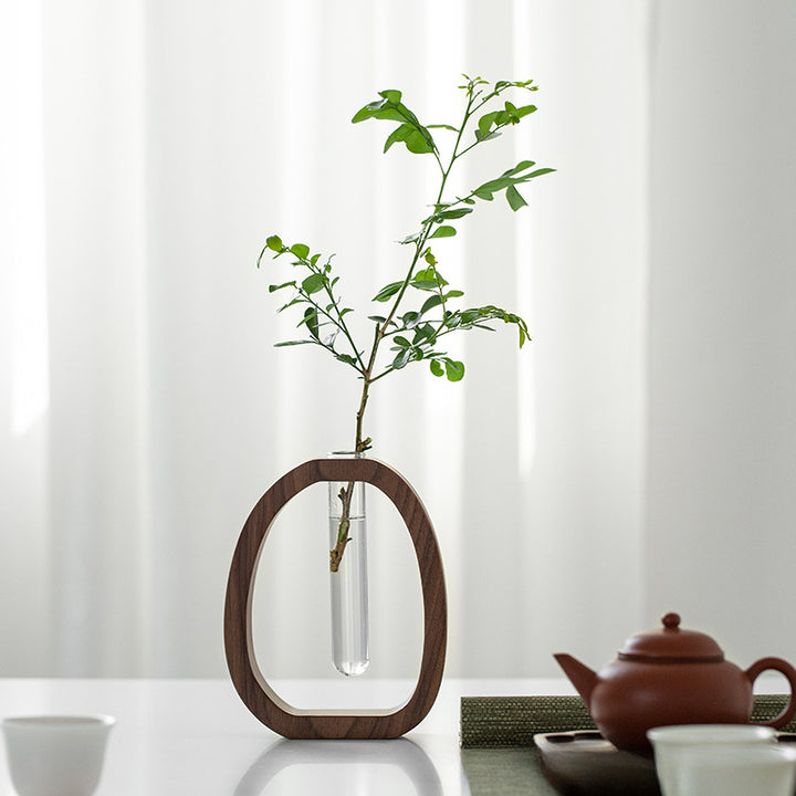 Walnut Solid Wood Flower Vase - Modern Creative Plant Stand