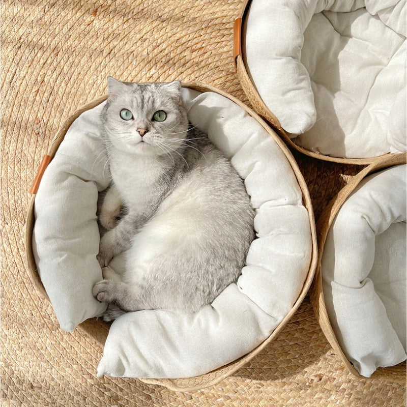 Handmade Bamboo Weaving Cat & Puppy Bed