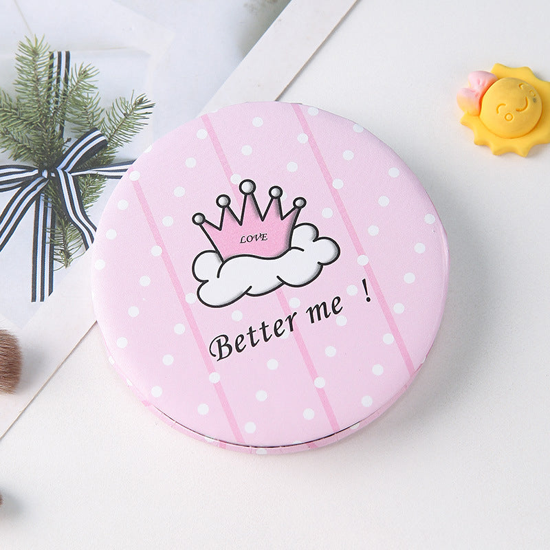 Portable Cute Cartoon Print Foldable Makeup Mirror - 2-Sided Travel Pocket Mirror