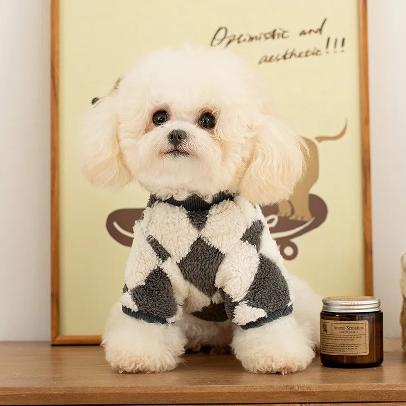 Checkered Fleece Coat for Small and Medium Dogs