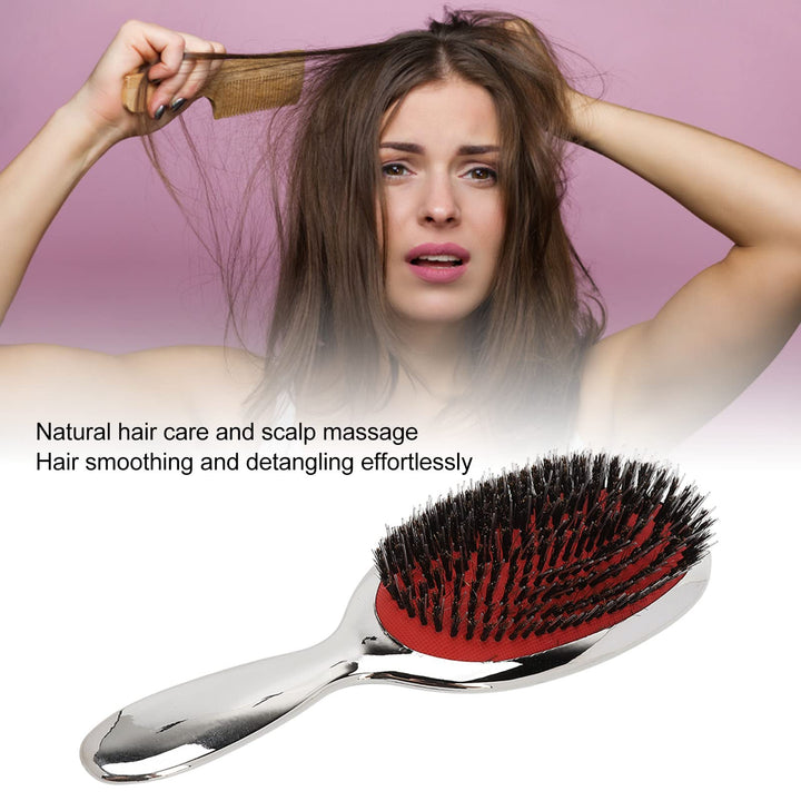 Luxury Silver Boar Bristle Paddle Hair Brush