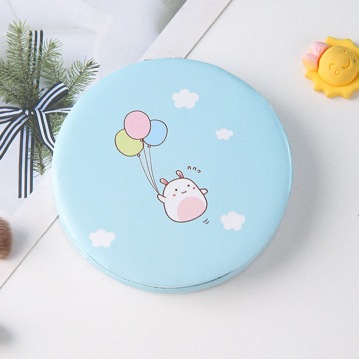 Portable Cute Cartoon Print Foldable Makeup Mirror - 2-Sided Travel Pocket Mirror