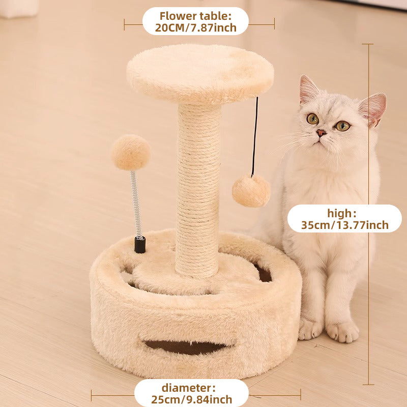 Compact Cat Climbing Frame with Sisal Scratching Post and Interactive Teasing Toys