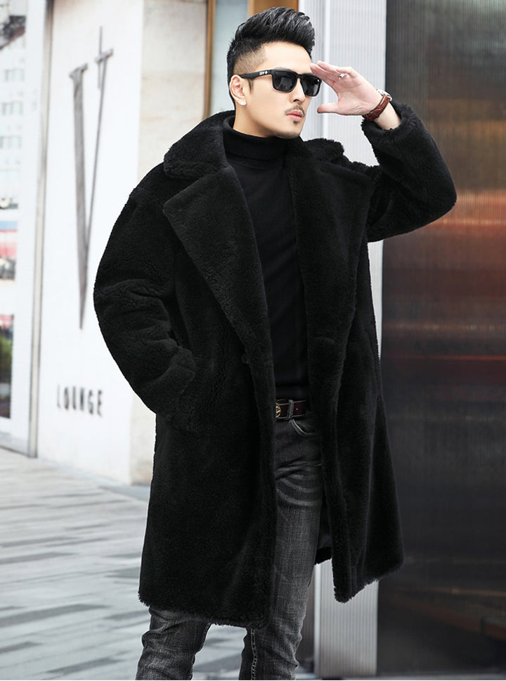 Men's Winter New Thickened Cashmere Long Warm Fur Coat