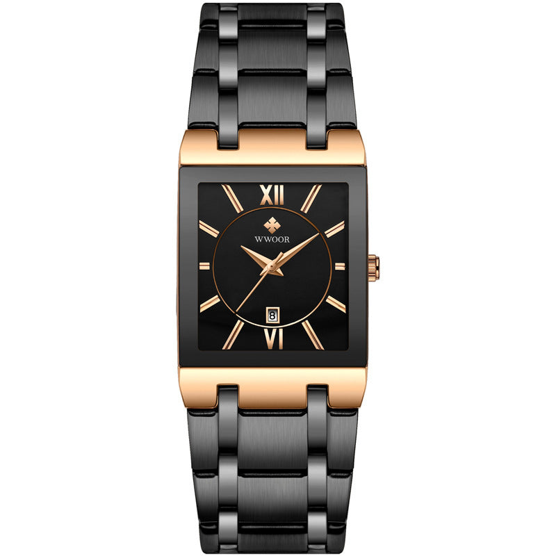 Automatic Non-mechanical Square Men's Steel Band Quartz Watch