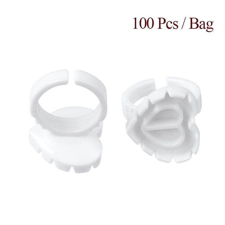 Heart-Shaped Disposable Eyelash Glue Rings - 100Pcs