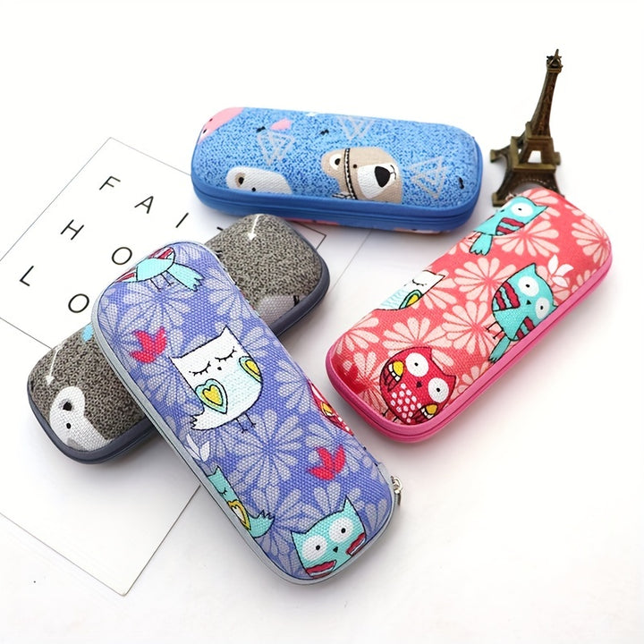 Cartoon-Themed Zippered Eyeglass Case for Kids