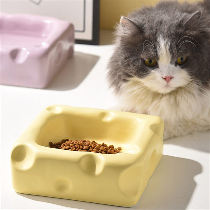 Cheese-Shaped Ceramic Pet Bowl