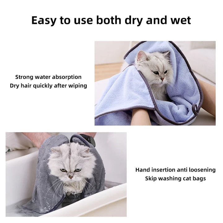 Soft Quick-Dry Cat & Dog Blanket - Pet Bathrobe Towel