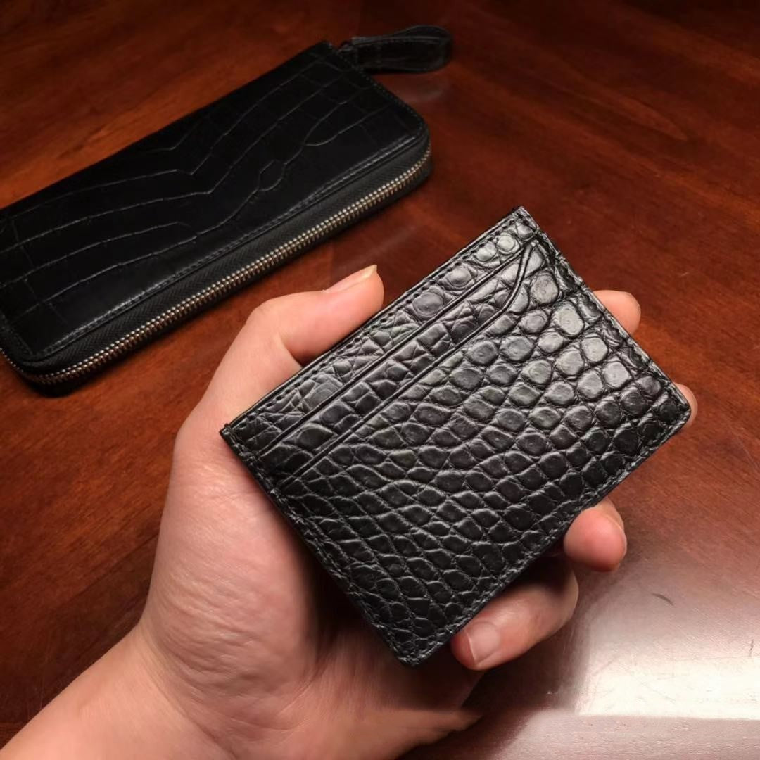 Crocodile Pattern Genuine Leather Fashionable Men's Multi Card Wallet