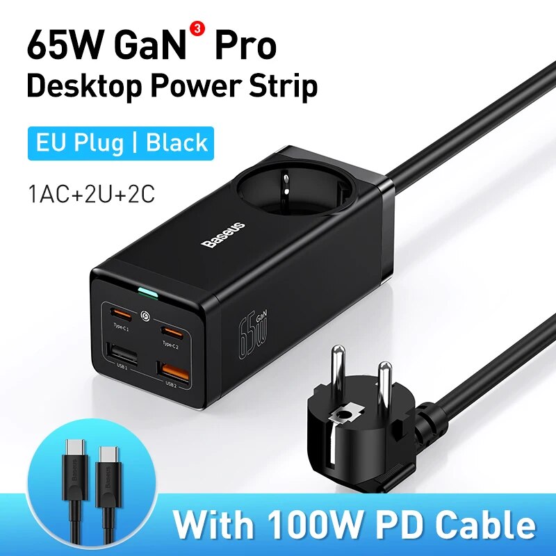100W Fast Charger Power Strip with GaN3 Pro Tech for Laptops and Smartphones