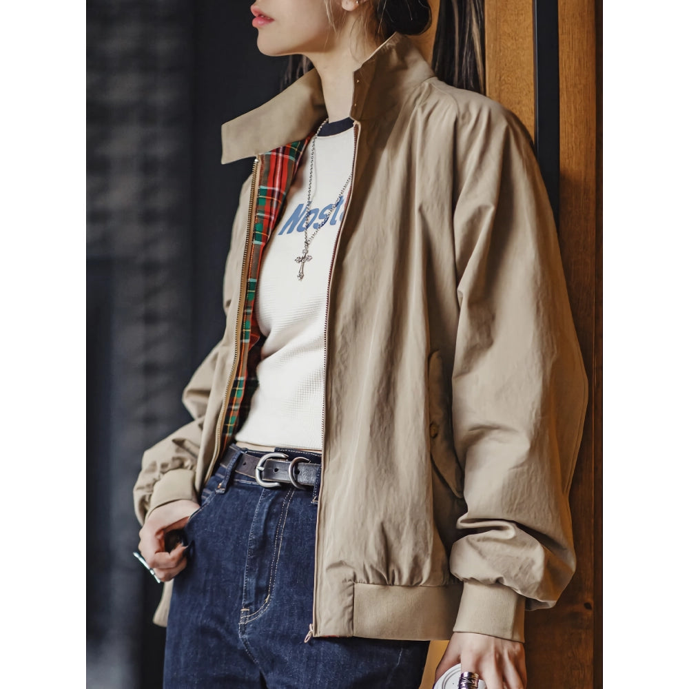 Autumn Workwear Stand Collar Moto Jacket