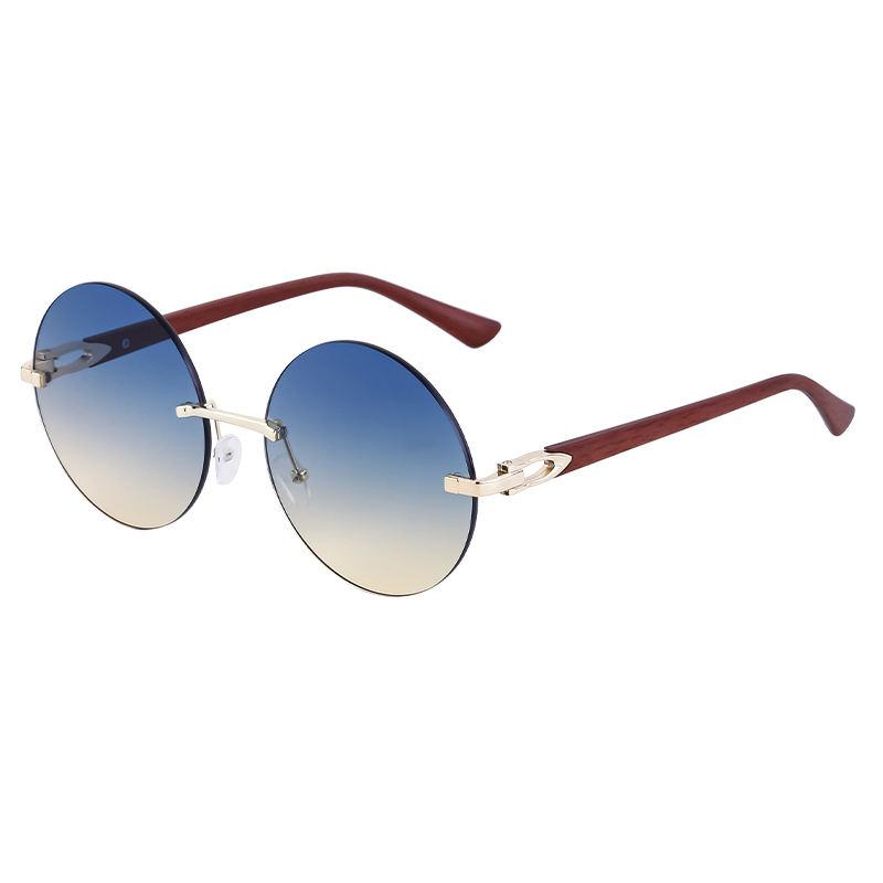 Trendy Gradient Rimless Round Sunglasses