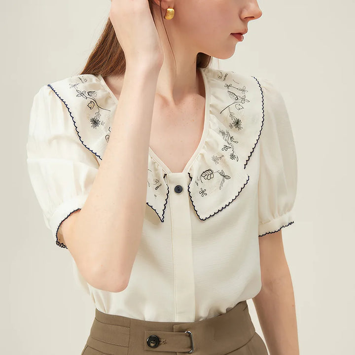 Summer Bloom Embroidered Shirt