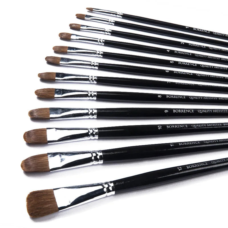 12-Piece Professional Oil & Acrylic Painting Brush Set – Fine Detail and Versatility for Artists