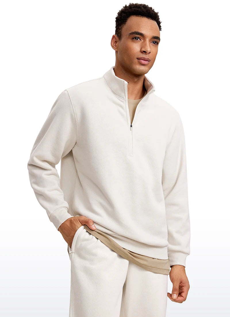 Men's Fleece-Lined Mock Neck Half Zip Sweatshirt