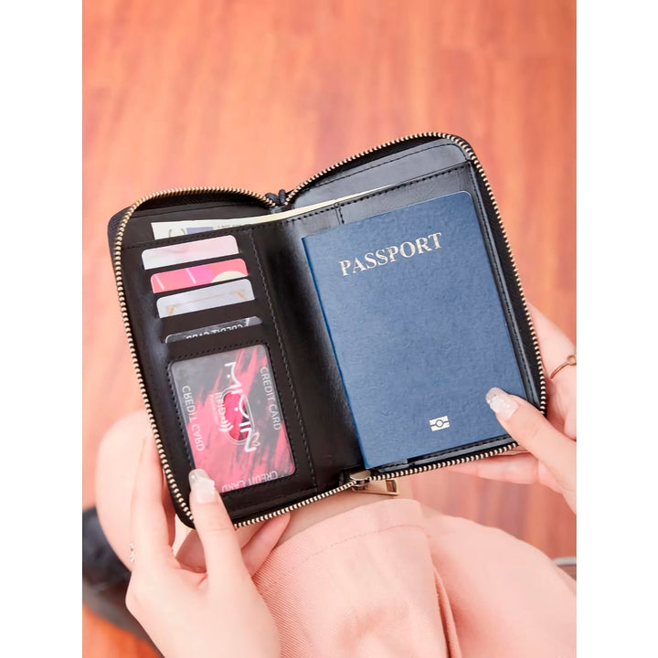 Retro Business Passport Wallet - Stylish PU Leather Travel Companion