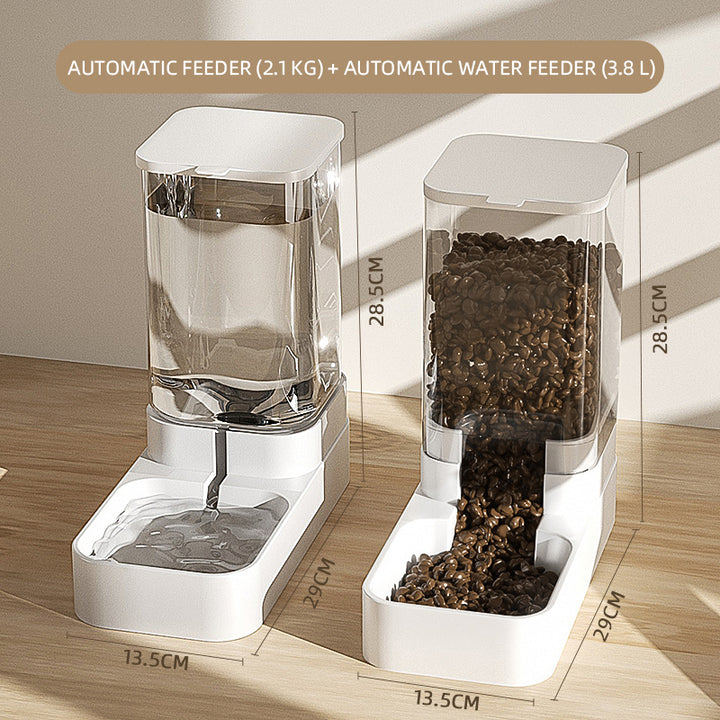 Automatic Pet Feeder and Water Bowl with Transparent Food Storage Container