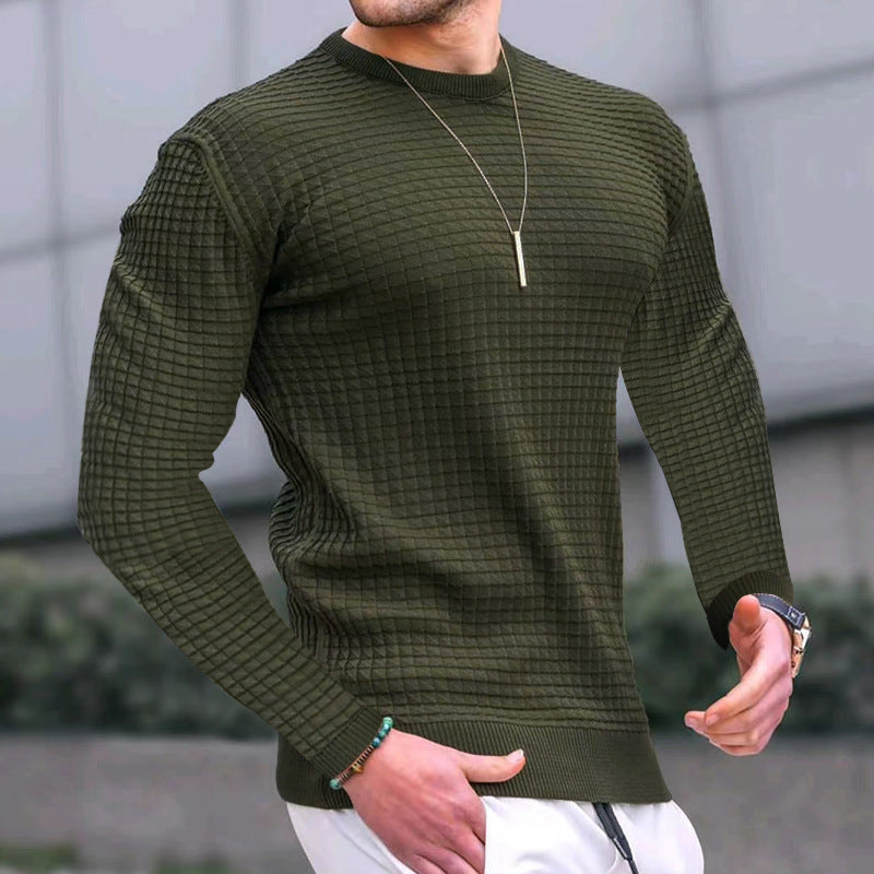 Trend Crew-neck Pullover Loose Knitted Long-sleeved Cotton Top