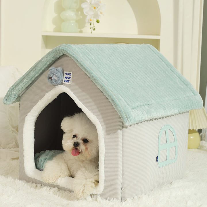 Foldable Pet House with Removable Sleep Mat