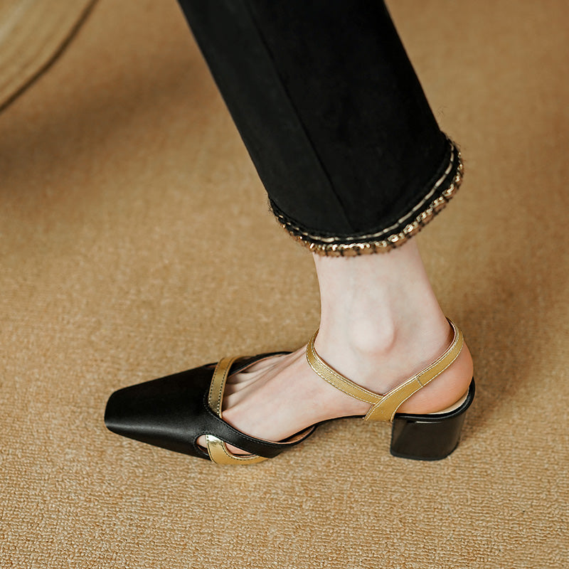 Elegant Square Heel Sandals with Ankle Strap - Summer Collection